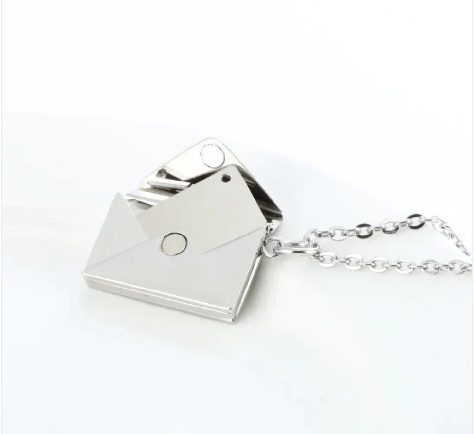 Hidden Message Heart Envelope Pendant Necklace